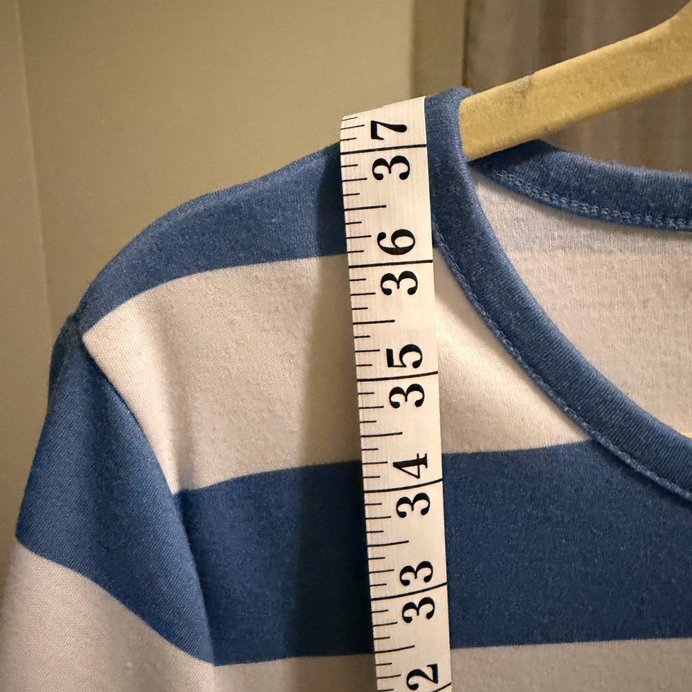 Striped Blue & White Short Sleeve Casual Dress - Picture 3 of 6